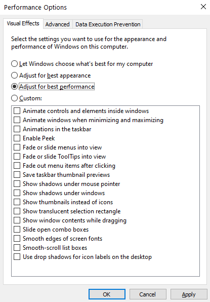 Adjust for best performance
