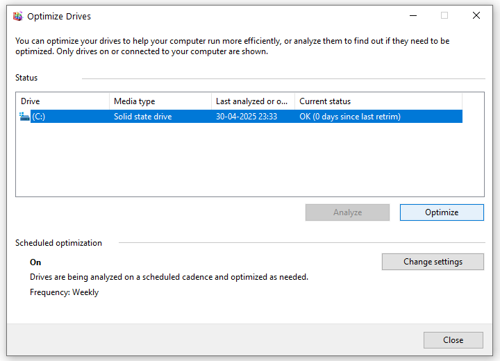 Defragment and Optimize Drives