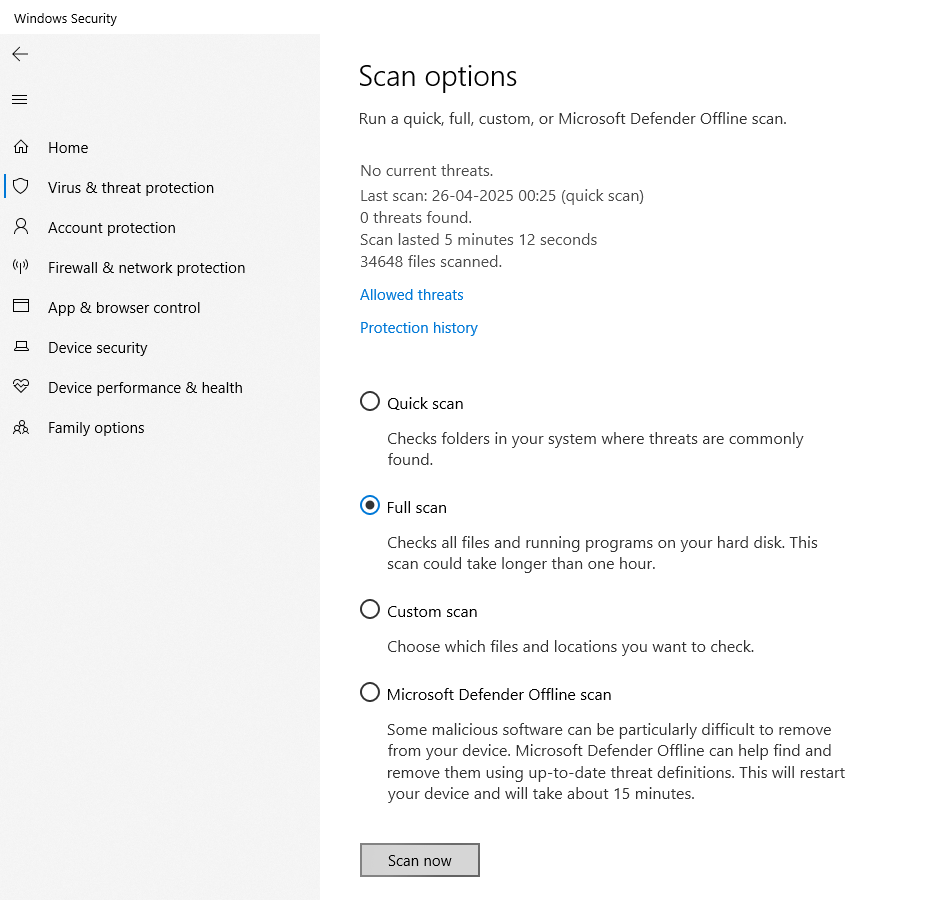 windows security full scan